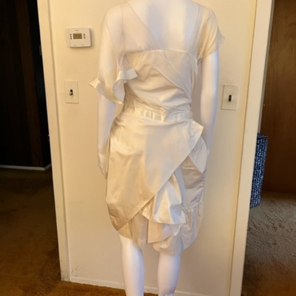 Balenciaga Paris Ivory Silk Afternoon/Cocktail Dress FR42 or US10 - Picture 4 of 7